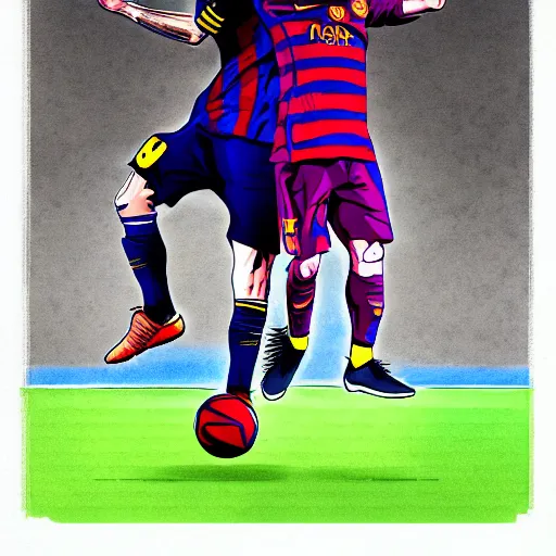 Image similar to Messi dunking on Ronaldo, illustration, sketch