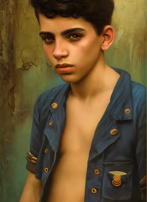 Image similar to portrait of a handsome young cuban boy in old havana, by tom bagshaw and manuel sanjulian and dan dos santos