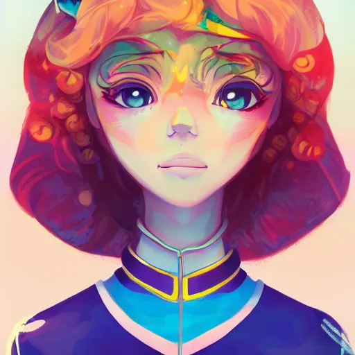 Image similar to a beautiful female disney styled character, ultra detailed, sunrise, portrait, hyper colorful, super coherent, symmetry, trending on artstation, by studio ghibli