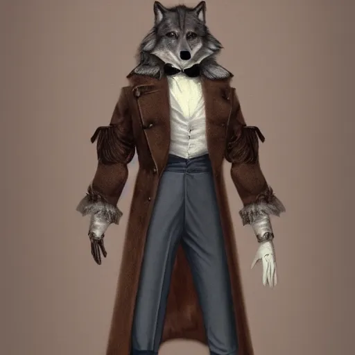 Image similar to An Anthropomorphic Wolf dressed in male victorian era clothing, artstation, award winning masterpiece, ultra detailed, furry art