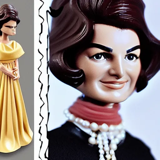 Image similar to jacqueline kennedy, stop motion vinyl action figure, plastic, toy, frank frazetta style