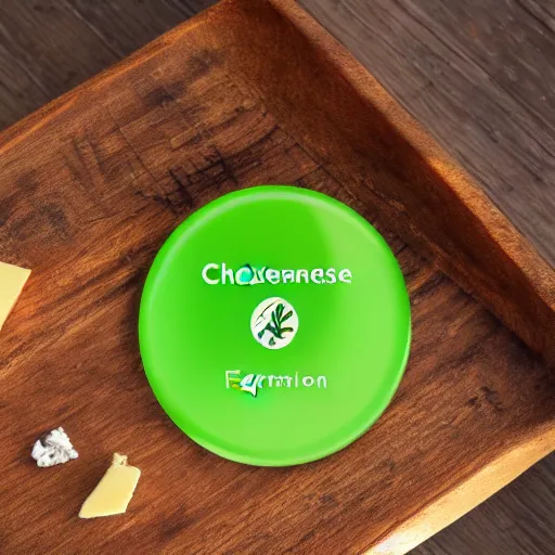 Prompt: a cheese with a green participation badge, stock art, 8K