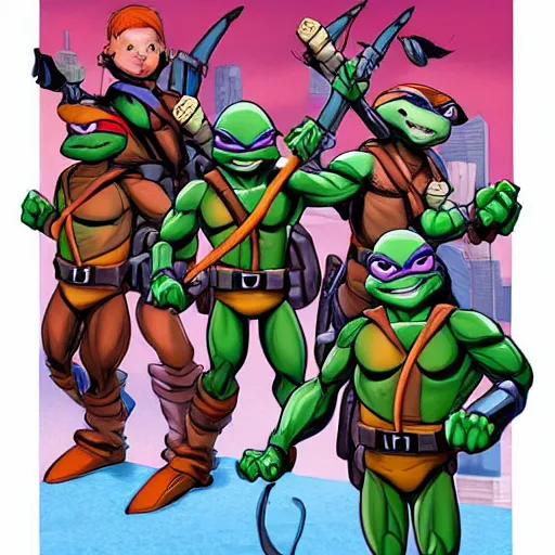 Image similar to teenage mutant ninja rabbits, heroes with a cotton tail!