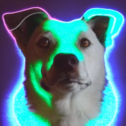 Prompt: bioluminescent dog