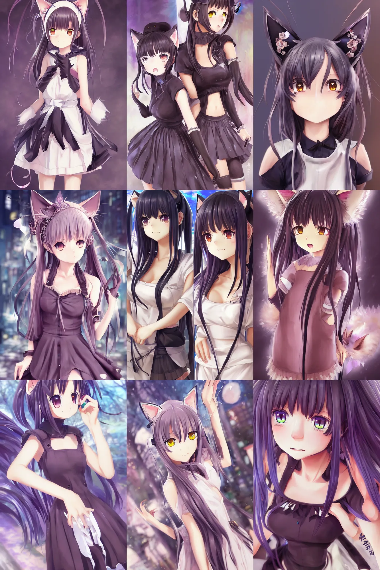 Prompt: nekopara vn modern anime style fantastically detailed eyes art hyperdetailed cat ears cat girl nekomimi dress portrait vibrant smile shinkai makoto Studio ghibli Sakimichan Kentaro Miura Stanley Artgerm Lau WLOP Rossdraws James Jean Marc Simonetti elegant highly detailed digital painting artstation Unreal Engine 4k 8k ultra HD pixiv