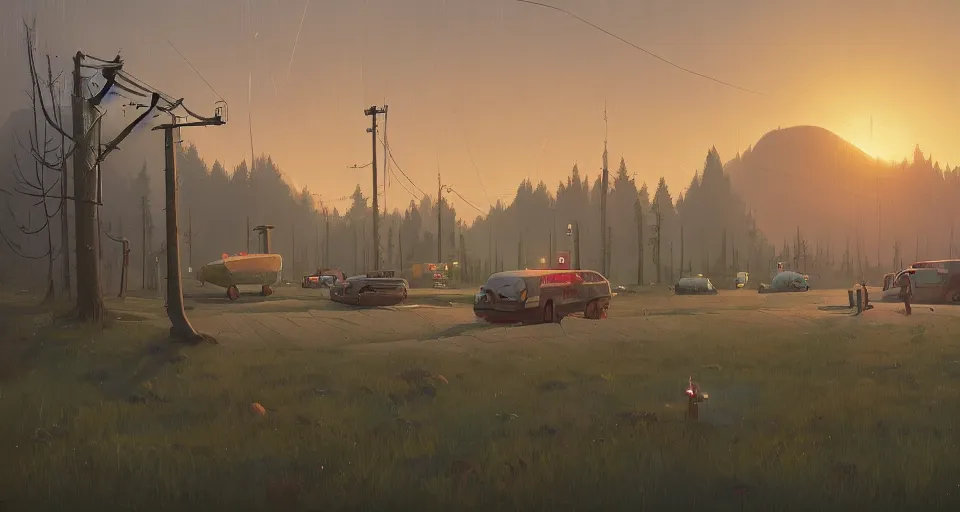 Image similar to A fantastic fores, by simon stalenhag