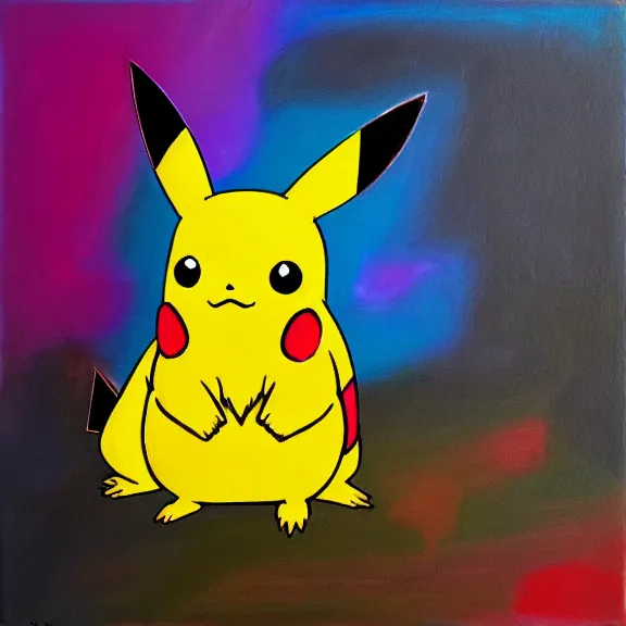 Prompt: pikachu on acid, oil on canvas, painting, 4k
