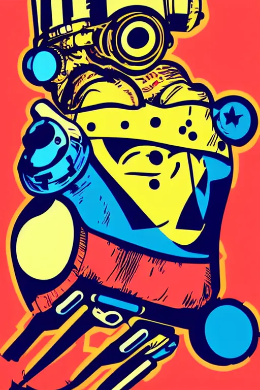 Image similar to fallout 7 6 retro futurist illustration art by butcher billy, sticker, colorful, illustration, highly detailed, simple, smooth and clean vector curves, no jagged lines, vector art, smooth andy warhol style