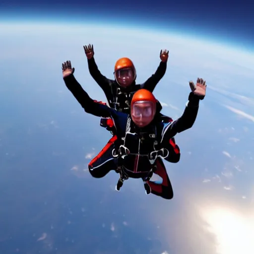 Image similar to sky diving in space, pov,