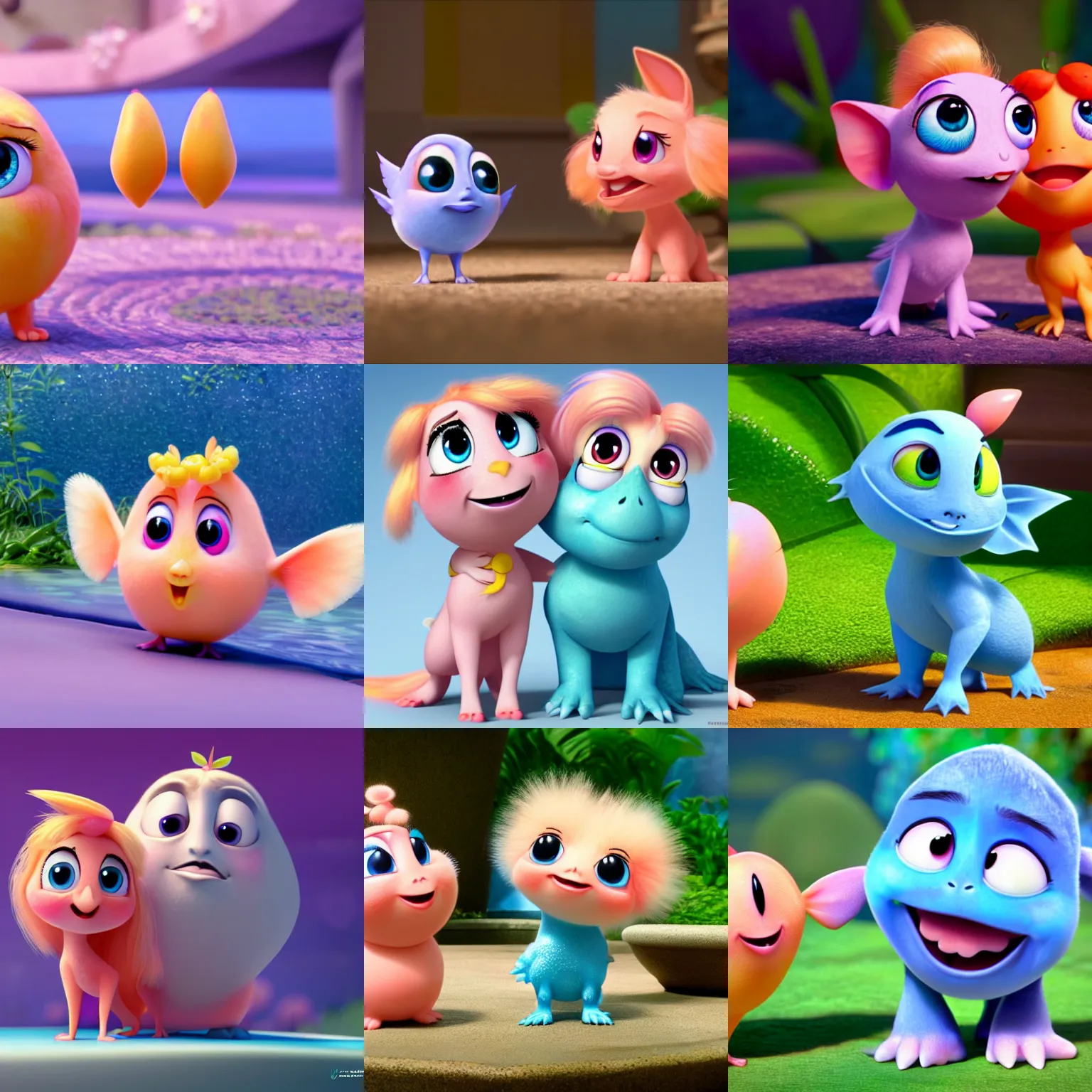 Prompt: cute peachy and watermely being friends, pixar, cgi, 4 k, vivid, symmetrical, hyperdetailed