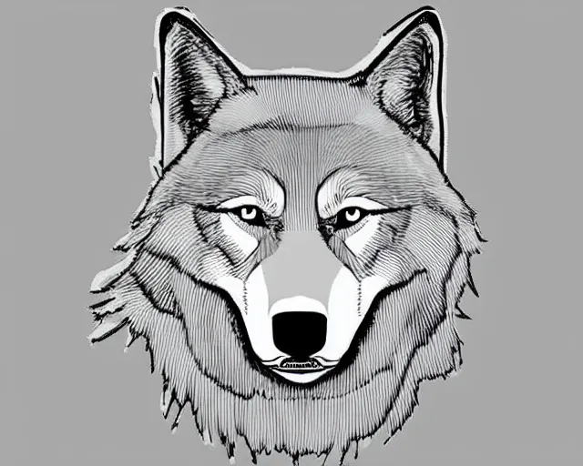 Image similar to professional digital art of a full-body outline of a wolf, very simple, no color, high quality, HD, 8K,