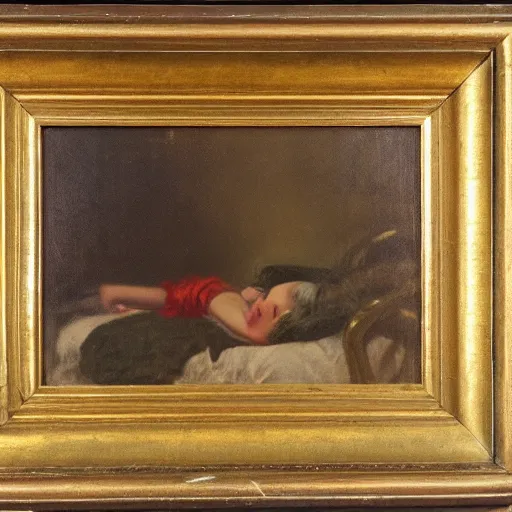 Prompt: devoutly to be wish'd. to die, to sleep ;, victorian, oil