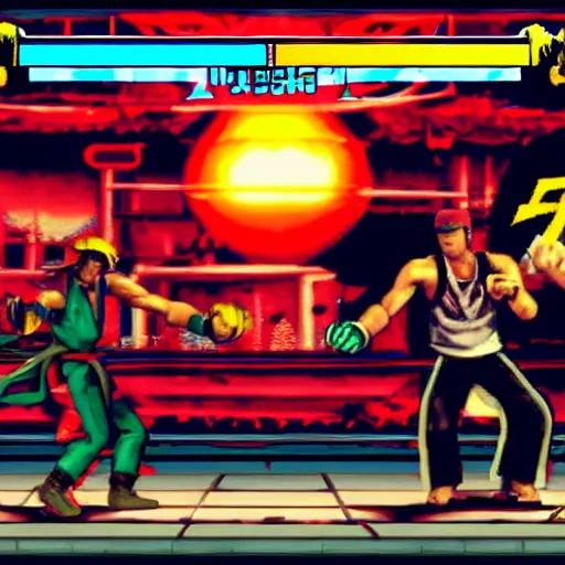 Image similar to neil young as a selectable fighter in street fighter video game