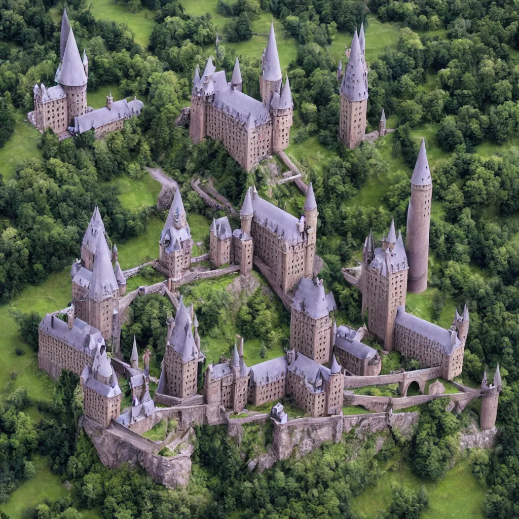 Image similar to hogwarts from the sky