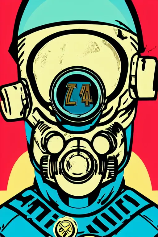 Image similar to fallout 7 6 retro futurist illustration art by butcher billy, sticker, colorful, illustration, highly detailed, simple, smooth and clean vector curves, no jagged lines, vector art, smooth andy warhol style