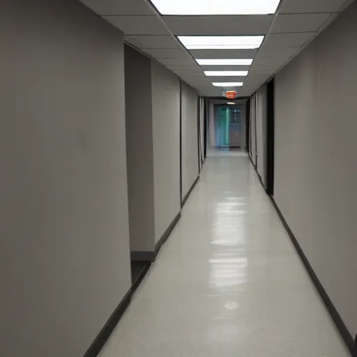 Image similar to an empty office hallway, dim, craigslist photo