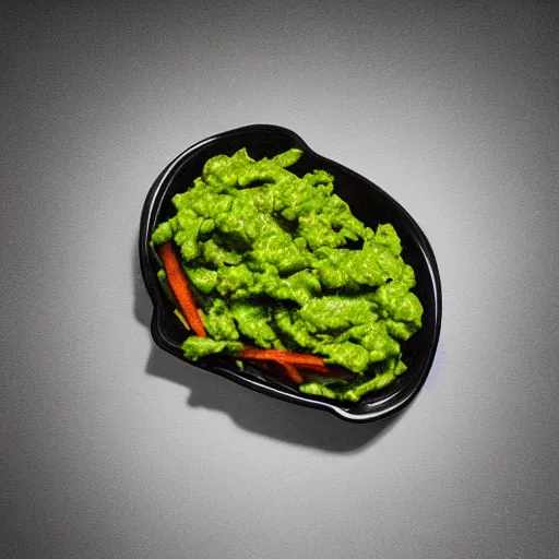 Prompt: french fries covered in guacamole, digital art, moody lighting, trending on artstation