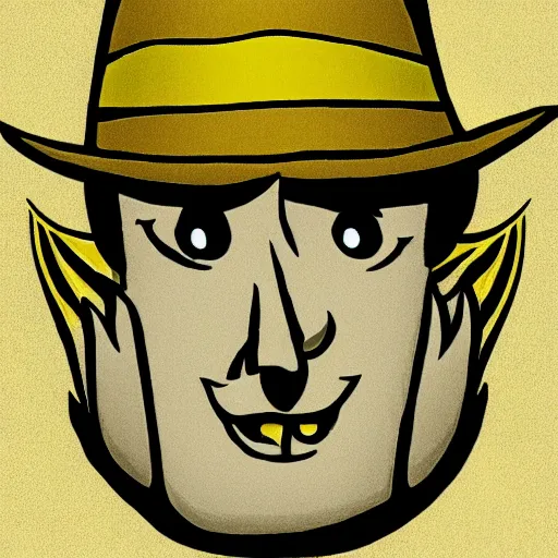 Image similar to Yellow smug man with a fedora and wings, mafia