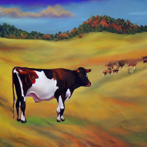 Image similar to cow on mountain oil panting