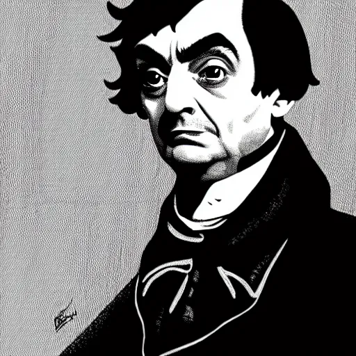 Prompt: portrait of mr. bean as napoleon by becky cloonan