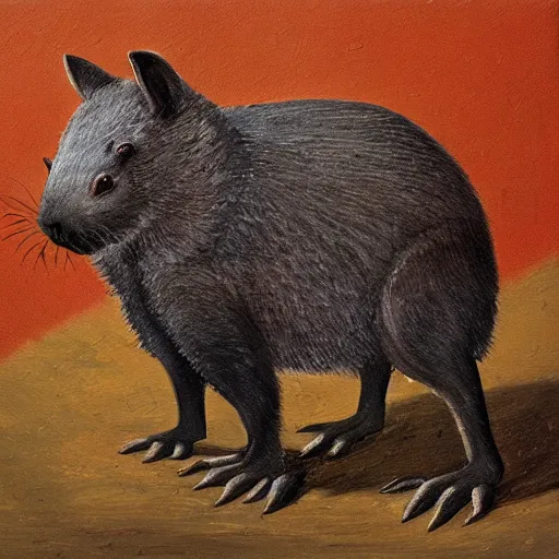 Prompt: a medieval warrior wombat, oil painting