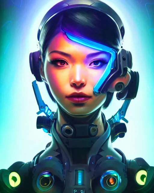 Prompt: echo from overwatch, flying robot, thai, female face, blue holographic face, glass face, transparent face, elegant, colorful, fantasy, fantasy art, character portrait, portrait, close up, highly detailed, intricate detail, amazing detail, sharp focus, vintage fantasy art, vintage sci - fi art, radiant light, caustics, by boris vallejo