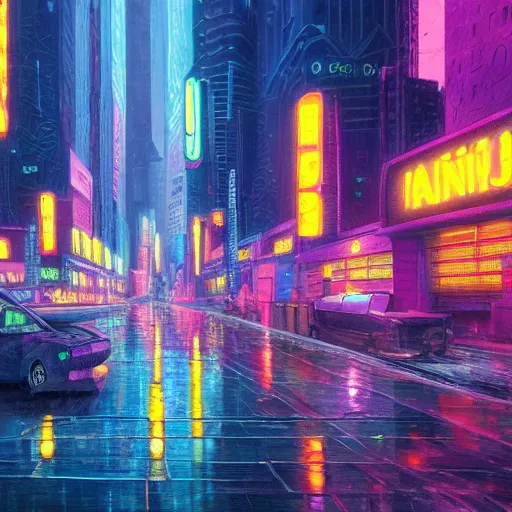 an impressionist oil painting of a cyberpunk city with | Stable ...