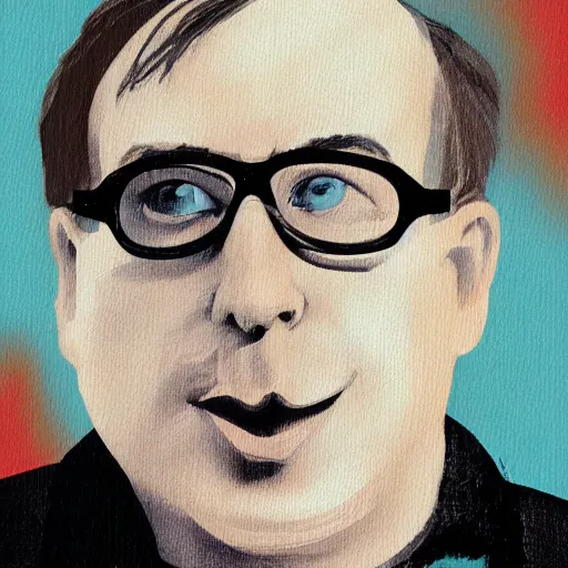 Prompt: A Bauhaus style painting of Linus Torvalds