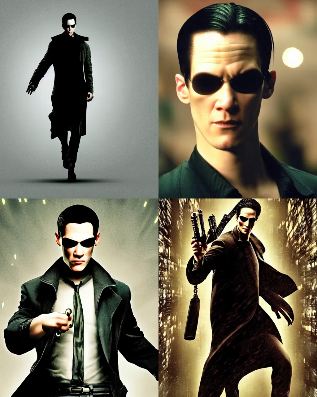 Prompt: Medium shot of a typical character in the style of The Matrix