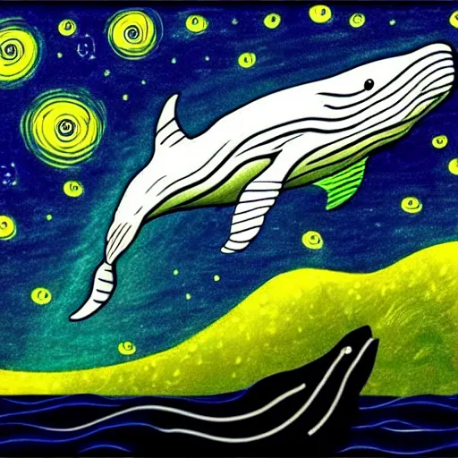 Prompt: portrait of whale swimming on a starry night sky, swimming across the universe, oniric, dreamy, stylized, beautiful,