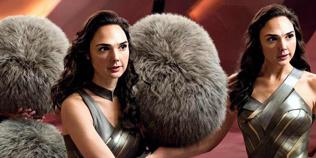 Image similar to Gal Gadot and Tribbles, Tribbles and more Tribbles in a scene in the next Star Trek movie