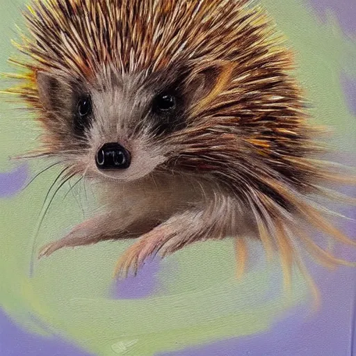 Prompt: Beautiful Oil painting of a Hedgehog with a crown