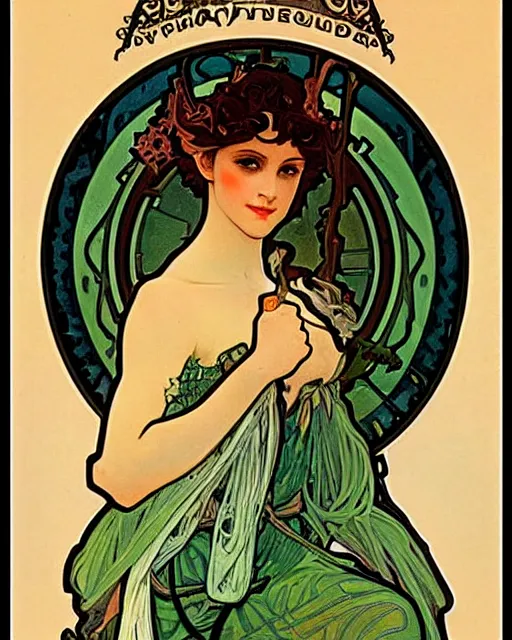 Image similar to an elf princess by Alphonse Mucha