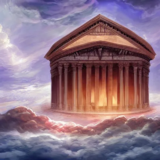 Image similar to a floating pantheon palace in the sky, clouds background, island floating in the sky, epic fantasy style art, fantasy epic digital art