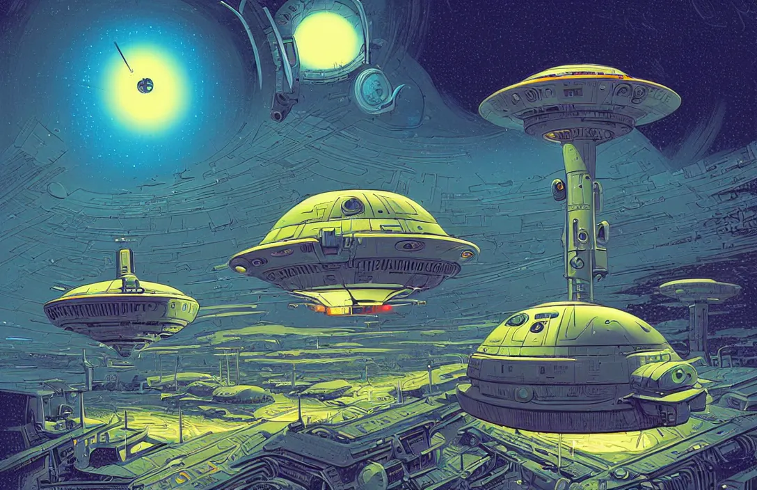 Prompt: sci-fi UFO, digitally painted by Tim Doyle, Kilian Eng and Thomas Kinkade, centered, uncropped