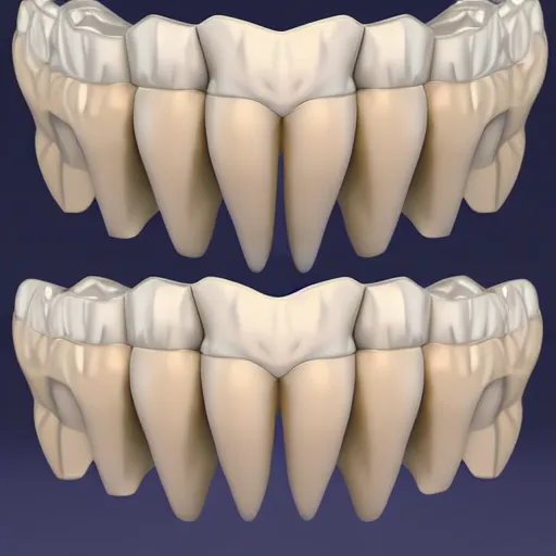 Image similar to poorly rendered 3 d set of teeth