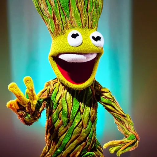 Image similar to groot in the muppet show