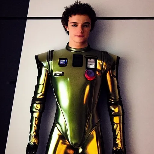 Image similar to “a realistic detailed photo of a guy who is an attractive humanoid who is half robot and half humanoid, who is a male android, Lando Norris, shiny skin, posing like a statue, blank stare”