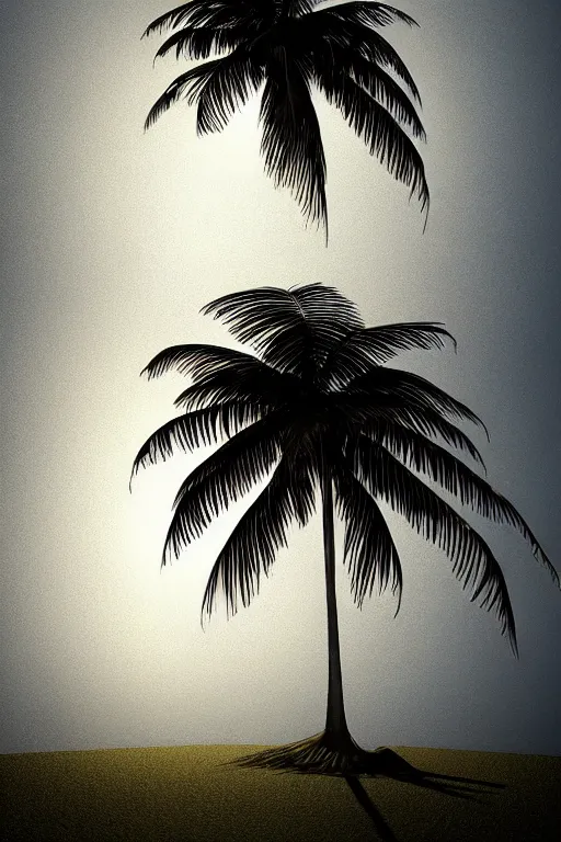 Image similar to a beautiful illustration on paper of a palm tree, 8 k, frostbite 3 engine, cryengine, dof, trending on artstation, digital art by robert gibbings, crepuscular ray