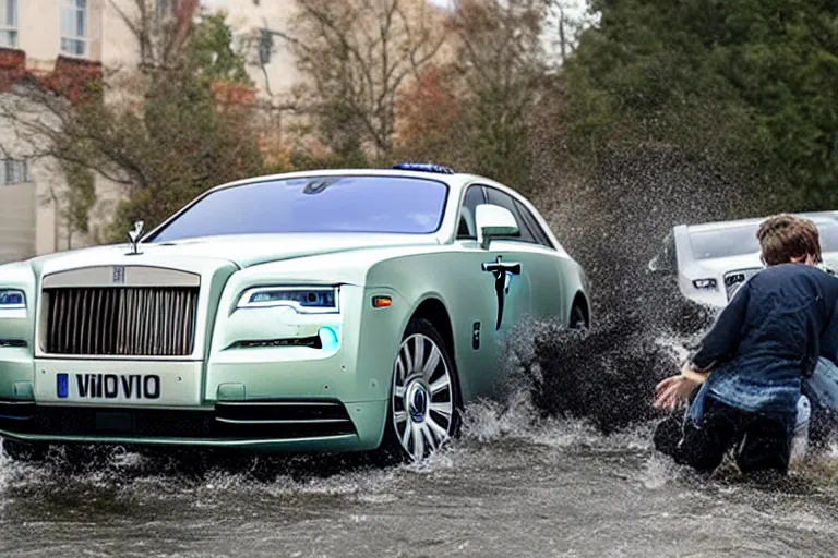 Image similar to stoned teenagers decided to drown Rolls-Royce