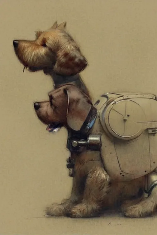 Image similar to (((((1950s boy and his robot box shaped k9 dog. muted colors.))))) by Jean-Baptiste Monge !!!!!!!!!!!!!!!!!!!!!!!!!!!