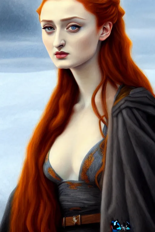 Image similar to sansa, painting by rossetti, detailed art, artstation