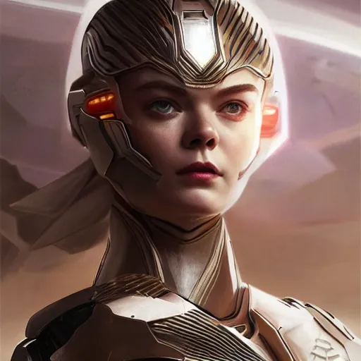 Image similar to portrait of modern darna, elle fanning in halo 2, intricate, elegant, dark vibes, highly detailed, digital painting, artstation, glamor pose, concept art, smooth, sharp focus, illustration, art by wlop, mars ravelo and greg rutkowski