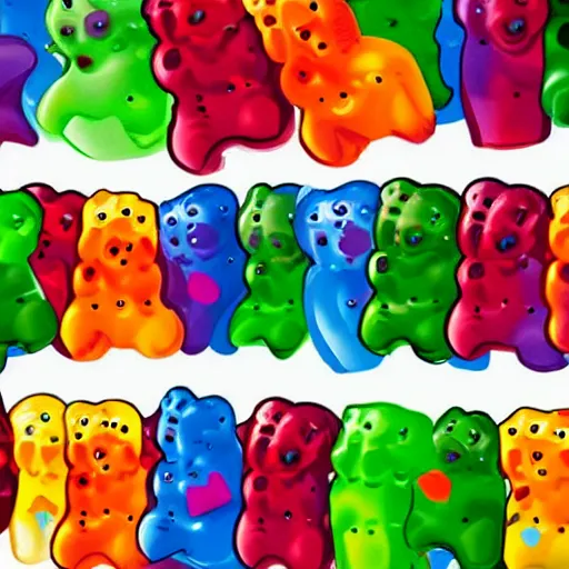 Image similar to a monster gummy bear tries to eat kids inside a kindergarten