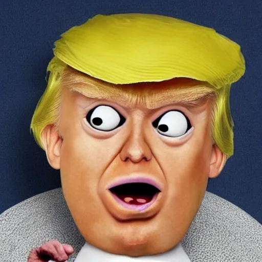 Prompt: donald trump in coraline, obese cartoon character