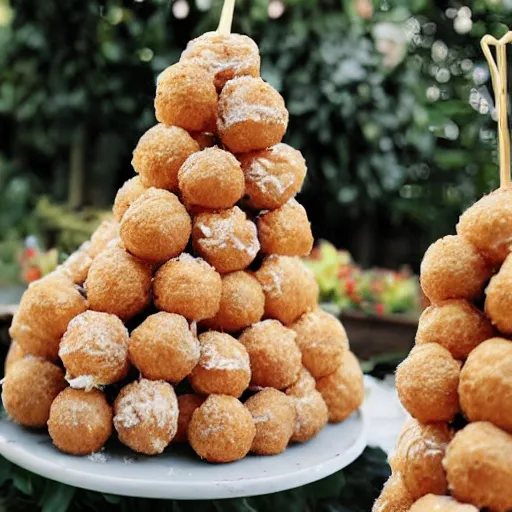 Image similar to a croquembouche made of babies