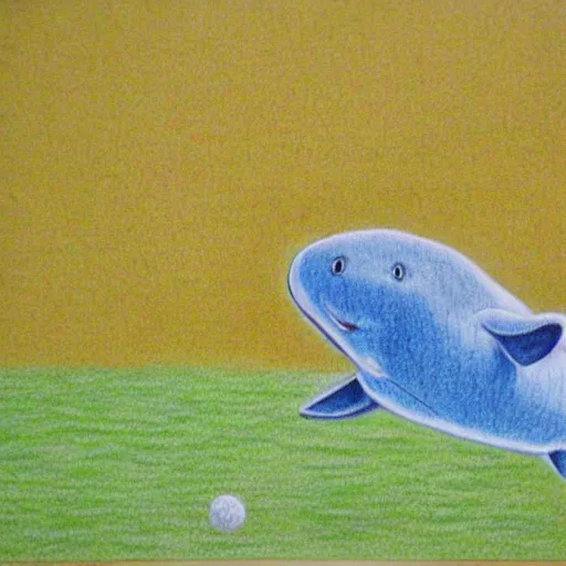 Prompt: beluga playing tennis, colored pencil