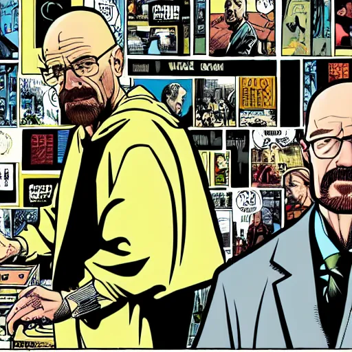 Image similar to Walter White, season 1, episode 1, in a Vertigo comic panel, detailed,