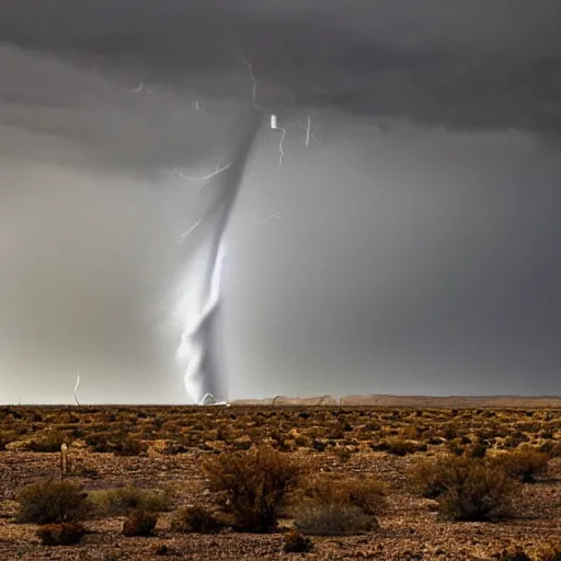 Image similar to a tornado in a desert, award winning photograph.