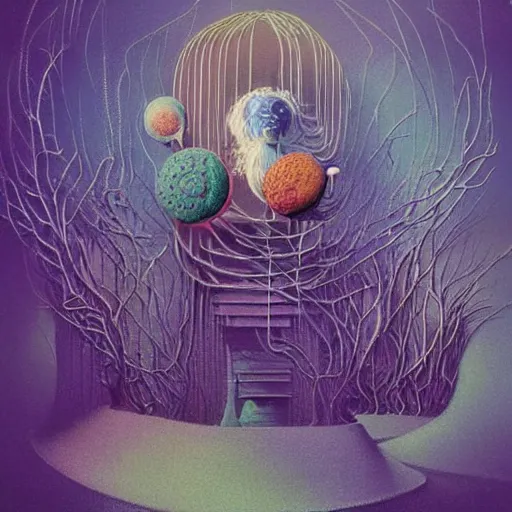 Image similar to strange colourful creatures. digital artwork by vincent bons, michael whelan, beeple, remedios varo and gerardo dottori. grainy and rough. interesting pastel colour palette. beautiful light. oil and water colour based on high quality render. retro.